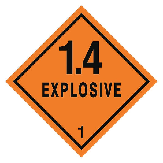 1.4 Explosive DOT Label, Class 1, Black/Orange, Pk100