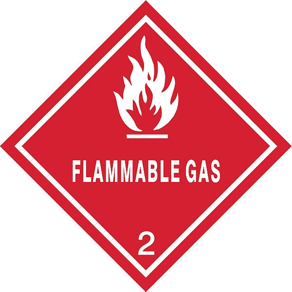 DOT Label, 4 In. H, Flammable Gas, PK500