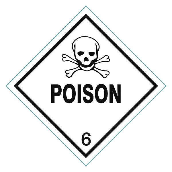 DOT Label, 4 In. H, 4 In. W, Poison, PK250