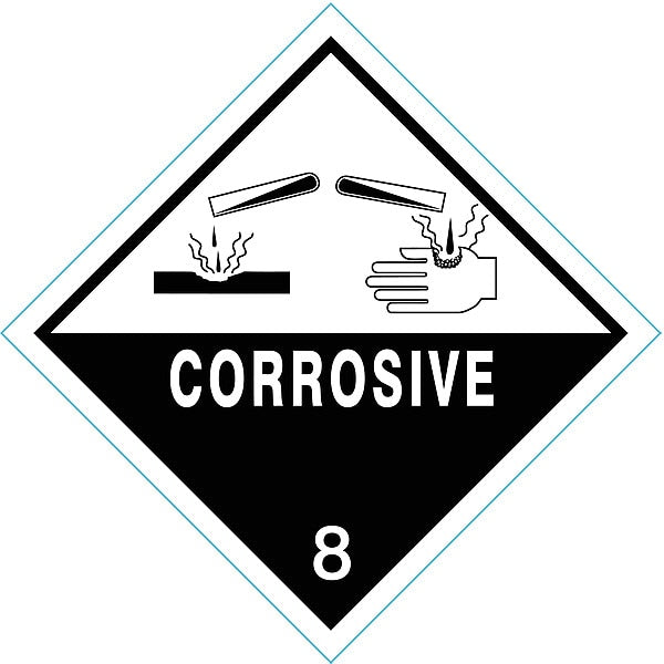 DOT Label, 4 In. H, Corrosive, 4 In. W, PK25