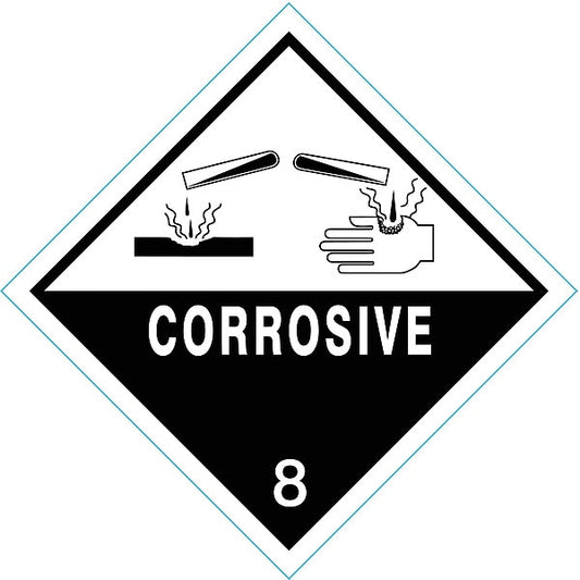 DOT Label, 4 In. H, Corrosive, 4 In. W, PK25