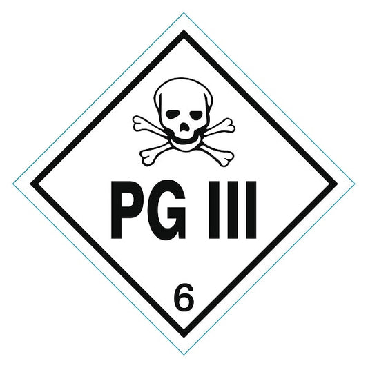 DOT Label PG III 4", Black/White, Pk250
