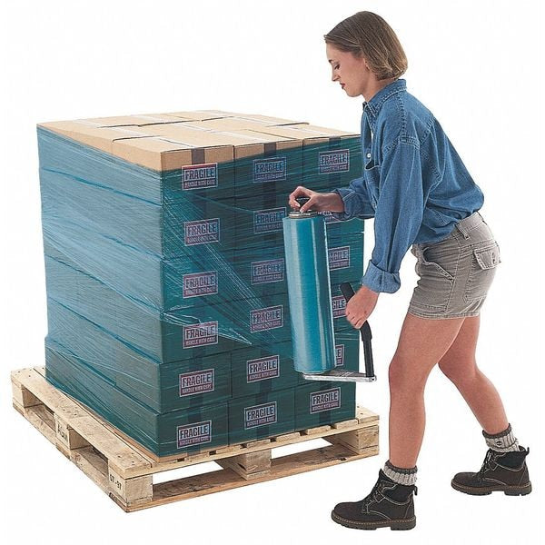 Stretch Wrap, 18" W x 1500 ft. L, 80 ga, Cast Style, Blue, Standard Duty