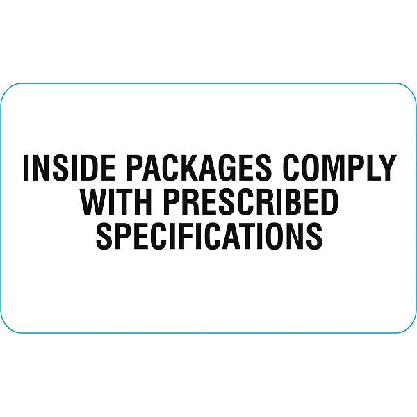 DOT Label Inside Packages Comply, Black/White, Pk250