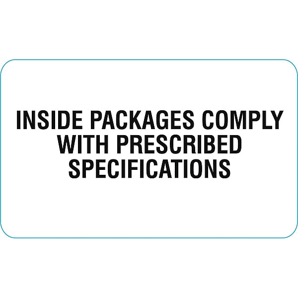 DOT Label Inside Packages Comply, Black/White, Pk25