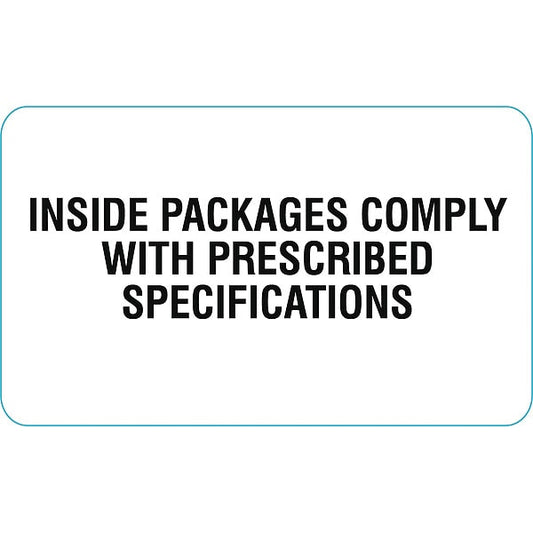 DOT Label Inside Packages Comply, Black/White, Pk25