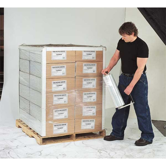 Hand Stretch Wrap, 12 in W x 1500 ft L, 70 ga, Cast Style, Clear, Standard Duty