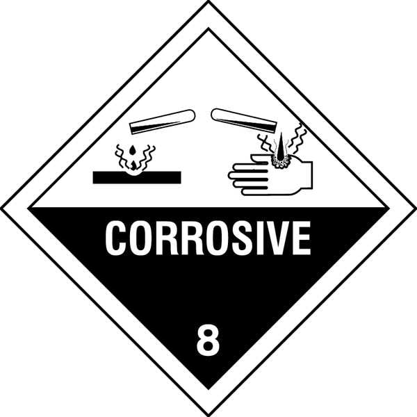 DOT Label, 4 In. H, Corrosive, PK100