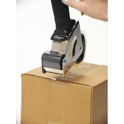 Handheld Tape Dispenser, 5 in Tape Core Dia, Pistol, Foam, Plastic, Rubber, Steel, Black, Silver