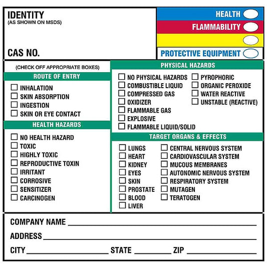 Hazmat/Reactivity Secondary Label, Multicolor, Pk100