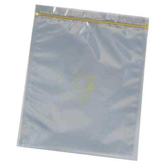 Poly Bag, Zip Seal, 18 in L, 18 in W, 0.003 in Thick, Silver