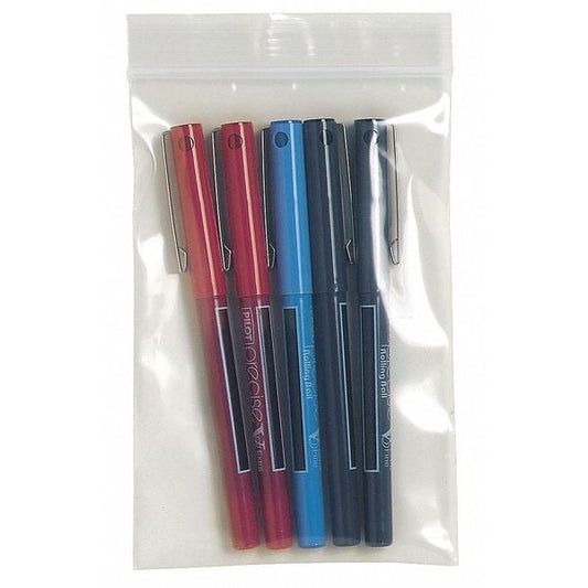 Reclosable Poly Bag, Zip Seal, 8 in L, 6 in W, 2 mil Thick, Low Density Polyethylene (LDPE), Clear