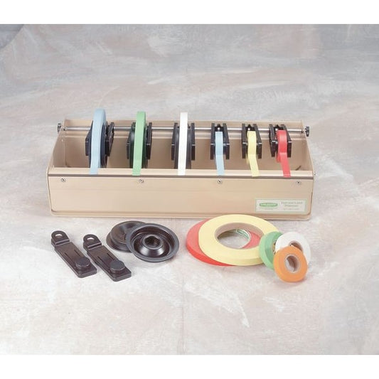 Tabletop Tape Dispenser, 6 in Tape Core Dia, Acrylic, White