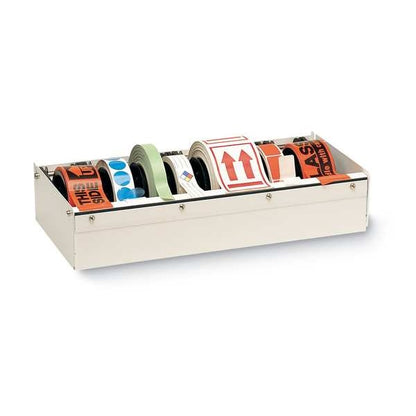 Tabletop Tape Dispenser, 6 in Tape Core Dia, Acrylic, White