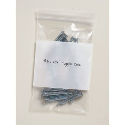 Reclosable Poly Bag, Zip Seal, 5 in L, 3 in W, 4 mil Thick, Low Density Polyethylene (LDPE), Clear