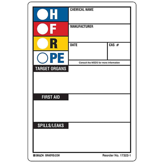 Rectangle HMIG Label 5-7/8"H x 4"W, Multicolor, Pk250