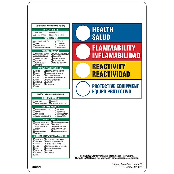 Rectangle HMIG Reactivity Label 10"H x 7-1/2"W, Multicolor, Pk100