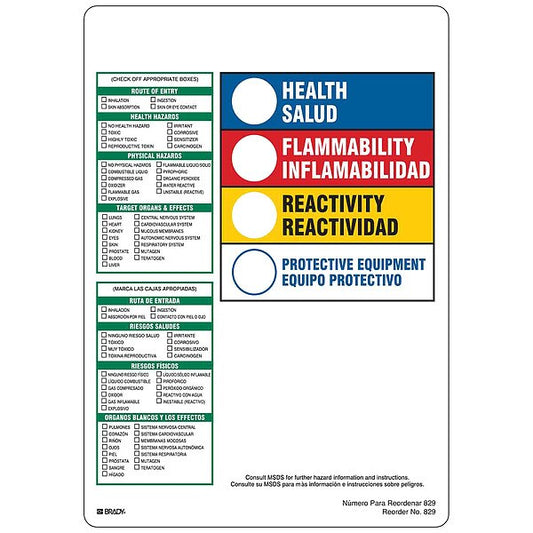Rectangle HMIG Reactivity Label 10"H x 7-1/2"W, Multicolor, Pk100