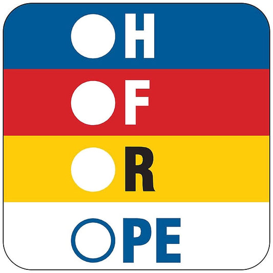Square HMIG Reactivity Label 7/8"H x 7/8"W, Multicolor, Pk750
