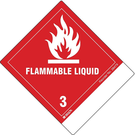 Flammable Liquid Shipping Labels 4-1/2", White, Pk100