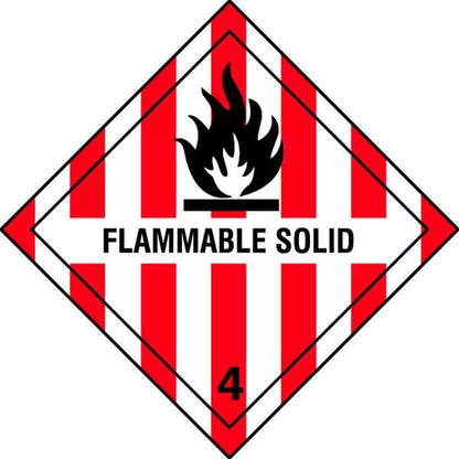 4" x 4" Self-Sticking DOT Label, Flammable Solid, Pk100