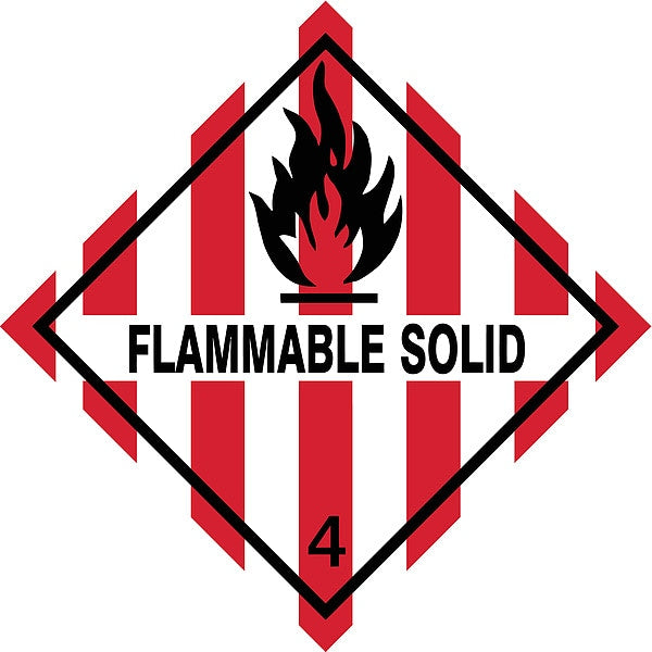 DOT Label, 4 In. H, Flammable Solid, PK500
