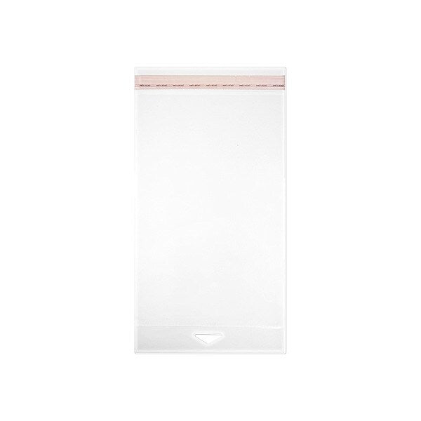 Lip and Tape Bag, Resealable Adhesive Flap, 6 1/2 in L, 3 in W, 1.6 mil Thick, BOPP, Clear