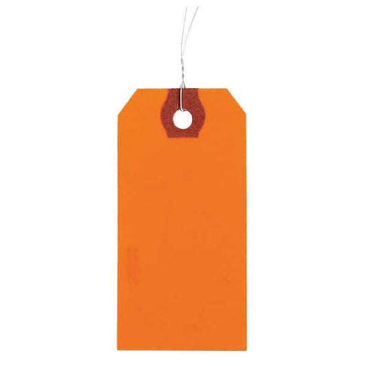 1-3/8" x 2-3/4" Orange Paper Wire Tag, Includes 12" Wire, Pk1000