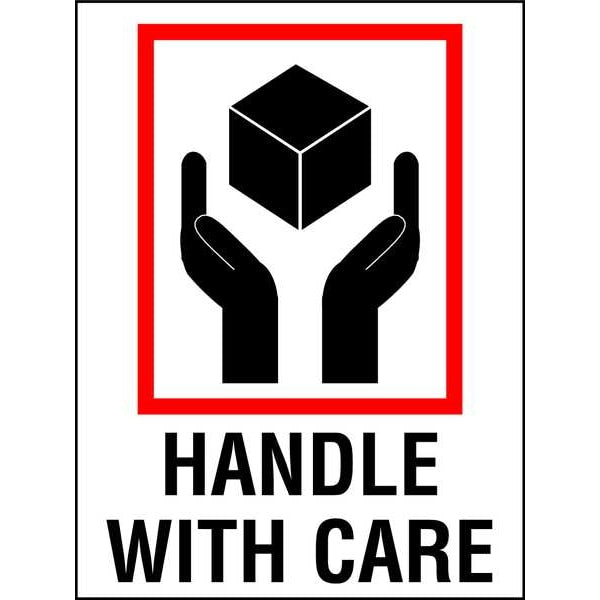 4" x 3" Adhesive Back Shipping Labels, Handle with Care, Pk50