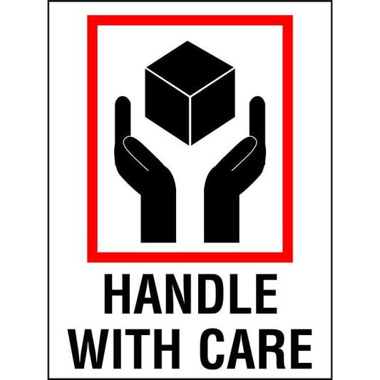 4" x 3" Adhesive Back Shipping Labels, Handle with Care, Pk50