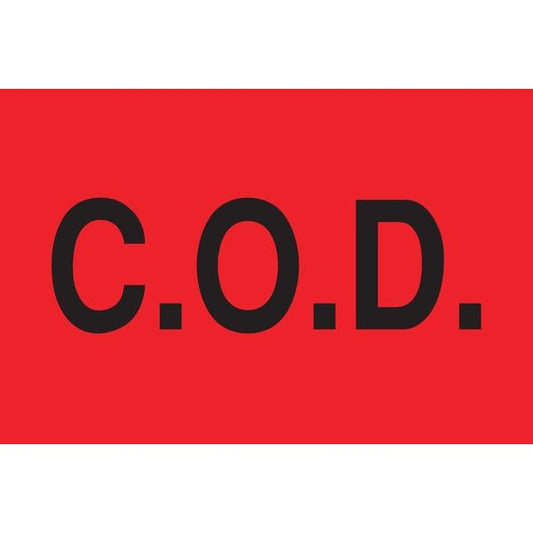 2" x 3" Adhesive Back Shipping Labels, COD, Pk50