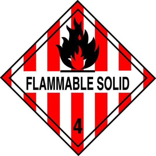 4" x 4" Adhesive Back Shipping Labels, Flammable Solid, Pk50