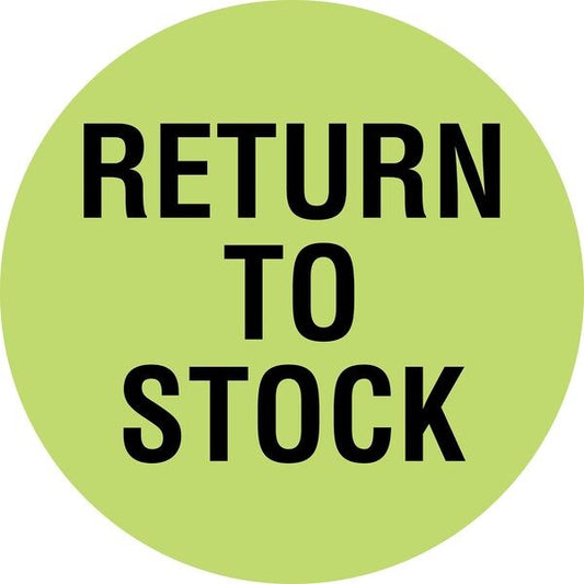 Circle Inventory Control Label, Return to Stock, Green, Pk1000