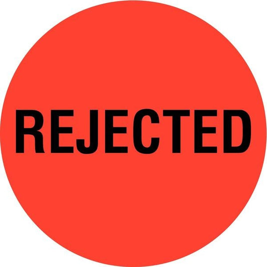 Circle Inventory Control Label, Rejected, Red, Pk1000