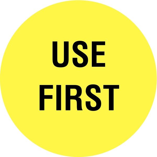 Inventory Control Label 2", Use First, Yellow, Pk1000