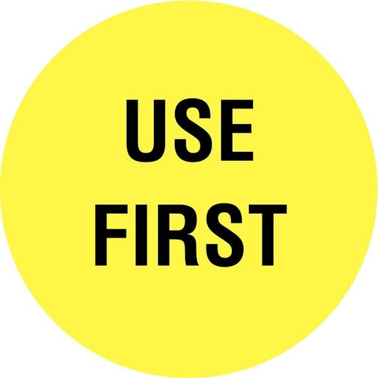 Inventory Control Label 2", Use First, Yellow, Pk1000