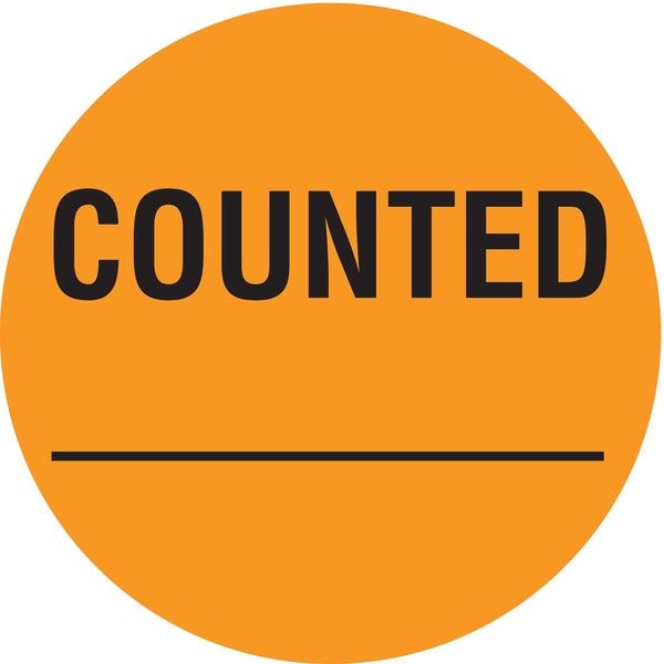 Inventory Control Label Orange, Counted, Pk1000