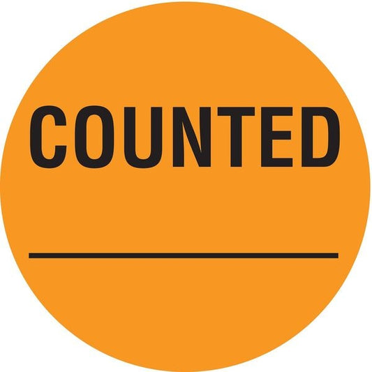 Inventory Control Label Orange, Counted, Pk1000