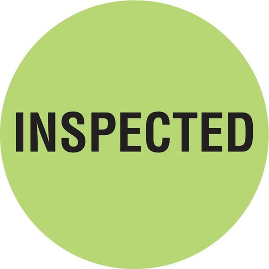 Circle Inventory Control Label, Inspected, Green, Pk1000