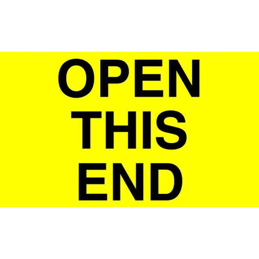 3" x 5" Adhesive Back Shipping Labels, Open This End, Pk50