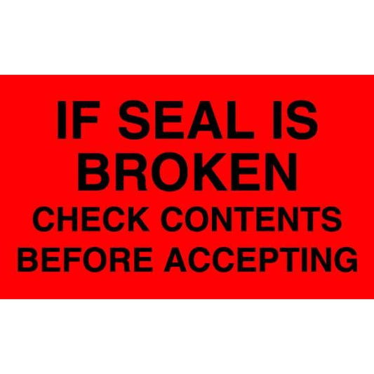 3" x 5" Adhesive Back Shipping Labels, If Seal is Broken Check Contents, Pk50
