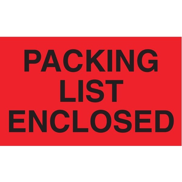 Shipping Labels 3", Packing List Enclosed, Red, Pk500
