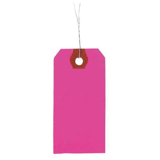 1-3/8" x 2-3/4" Fluorescent Pink Wire Tag, Includes 12" Wire, Pk1000