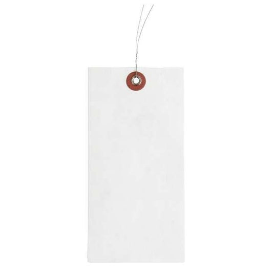 1-3/8" x 2-3/4" White Tyvek Wire Tag, Includes 12" Wire, Pk1000