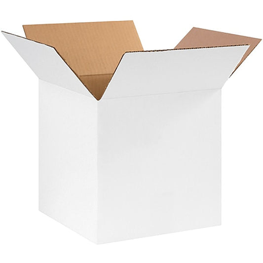Corrugated Boxes, 10" x 10" x 10", White, 25/Bundle