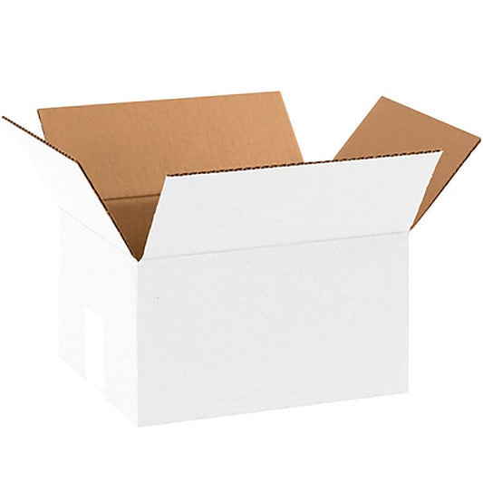 Corrugated Boxes, 10" x 8" x 6", White, 25/Bundle