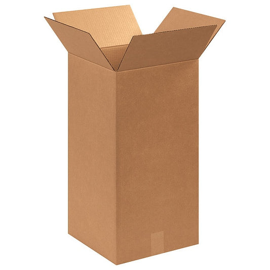 Tall Corrugated Boxes, 12" x 12" x 24", Kraft, 25/Bundle