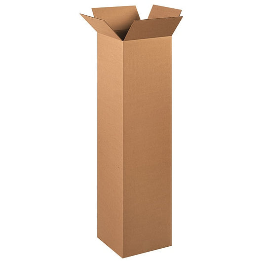 Tall Corrugated Boxes, 12" x 12" x 48", Kraft, 15/Bundle