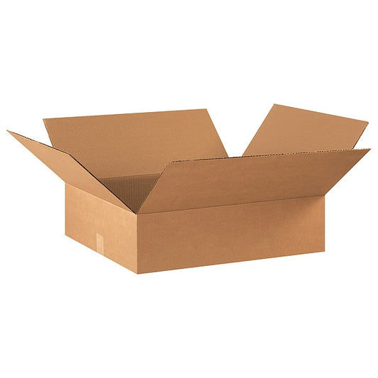 Flat Corrugated Boxes, 22" x 18" x 6", Kraft, 20/Bundle
