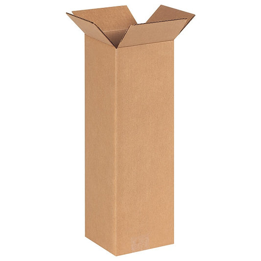 Tall Corrugated Boxes, 6" x 6" x 18", Kraft, 25/Bundle